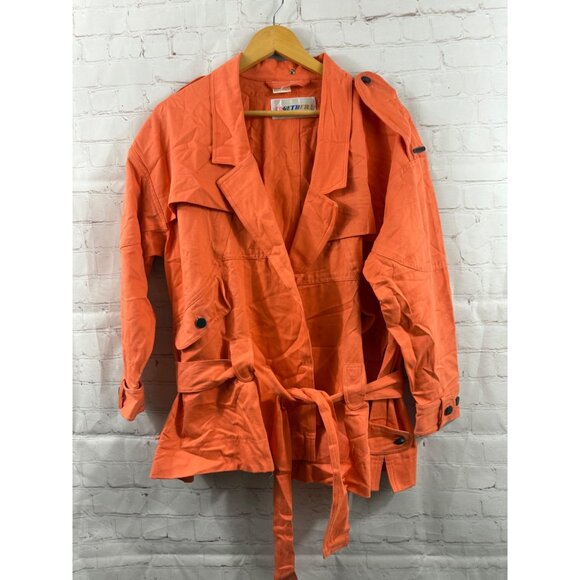 TOGETHER Military Cargo Jacket Women's Size Small Orange Belted Y2K Streetwear - Picture 1 of 11